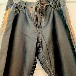 Vintage DKNY genuine leather pants with contrast stitching EUC